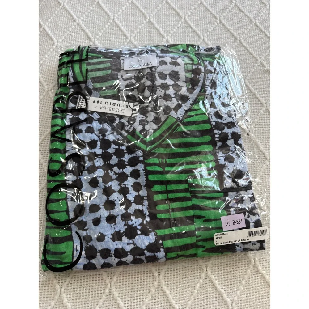 Cosabella‎ Men's Pima Cotton Modal Pajama Set Short Sleeve & Shorts Sleepwear L